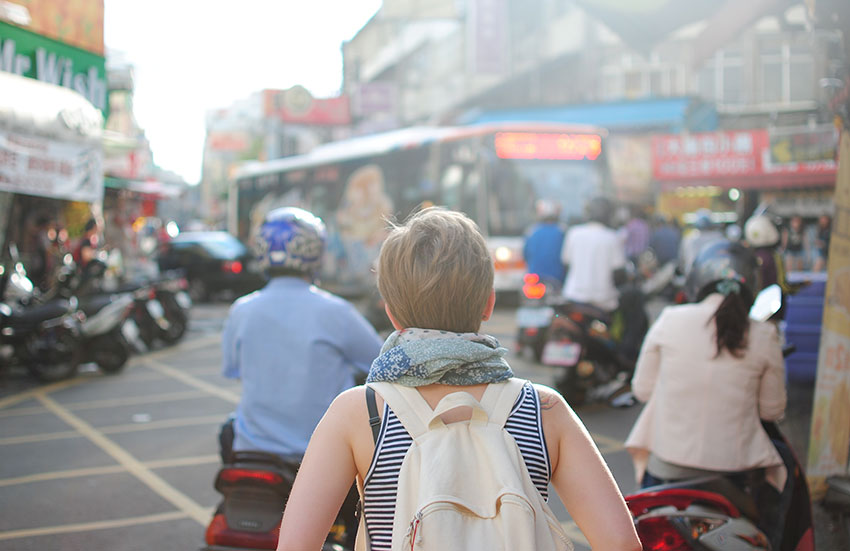 Woman travelling alone