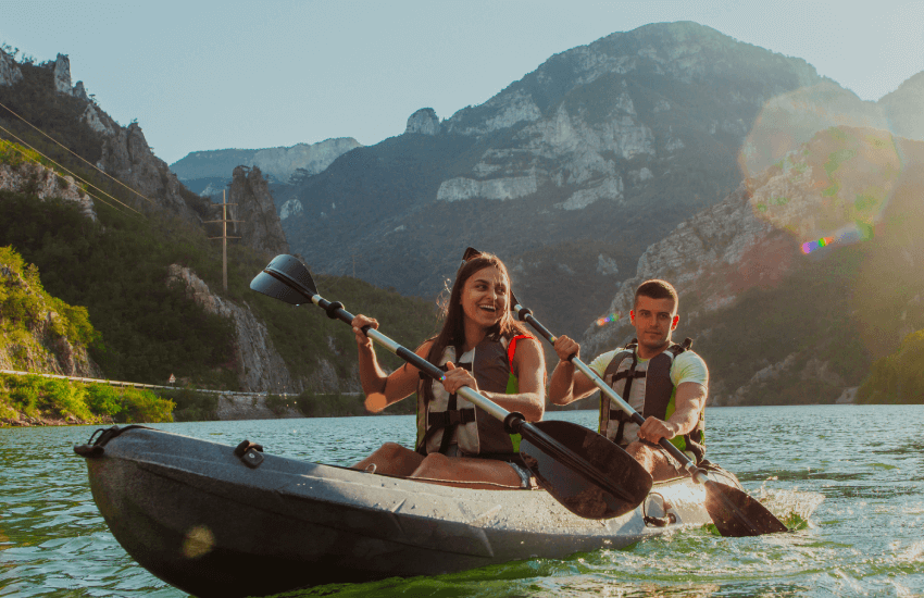 Couple kayaking