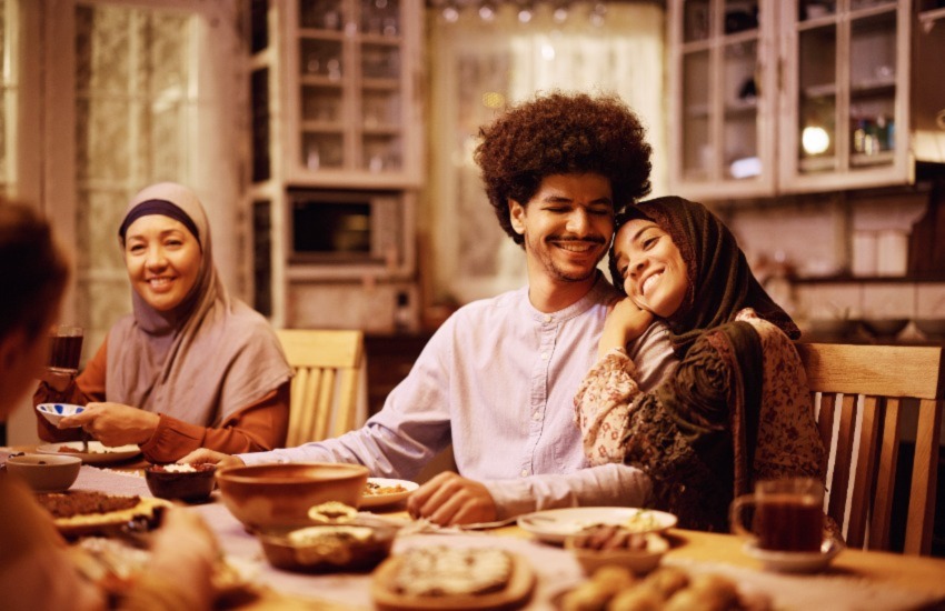 Family meal at the dinning table